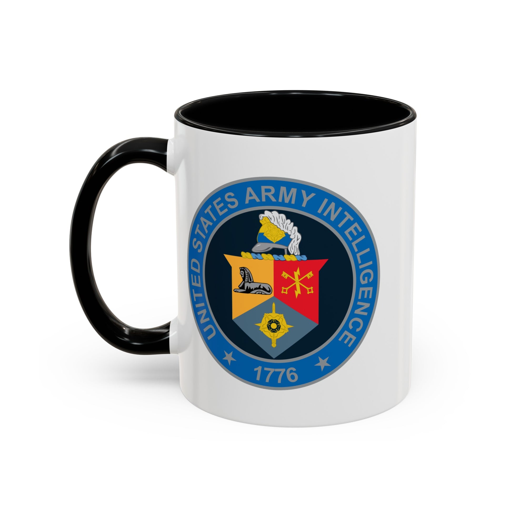 United States Army Intelligence Coffee Mug - Double Sided Black Accent White Ceramic 11oz by TheGlassyLass.com