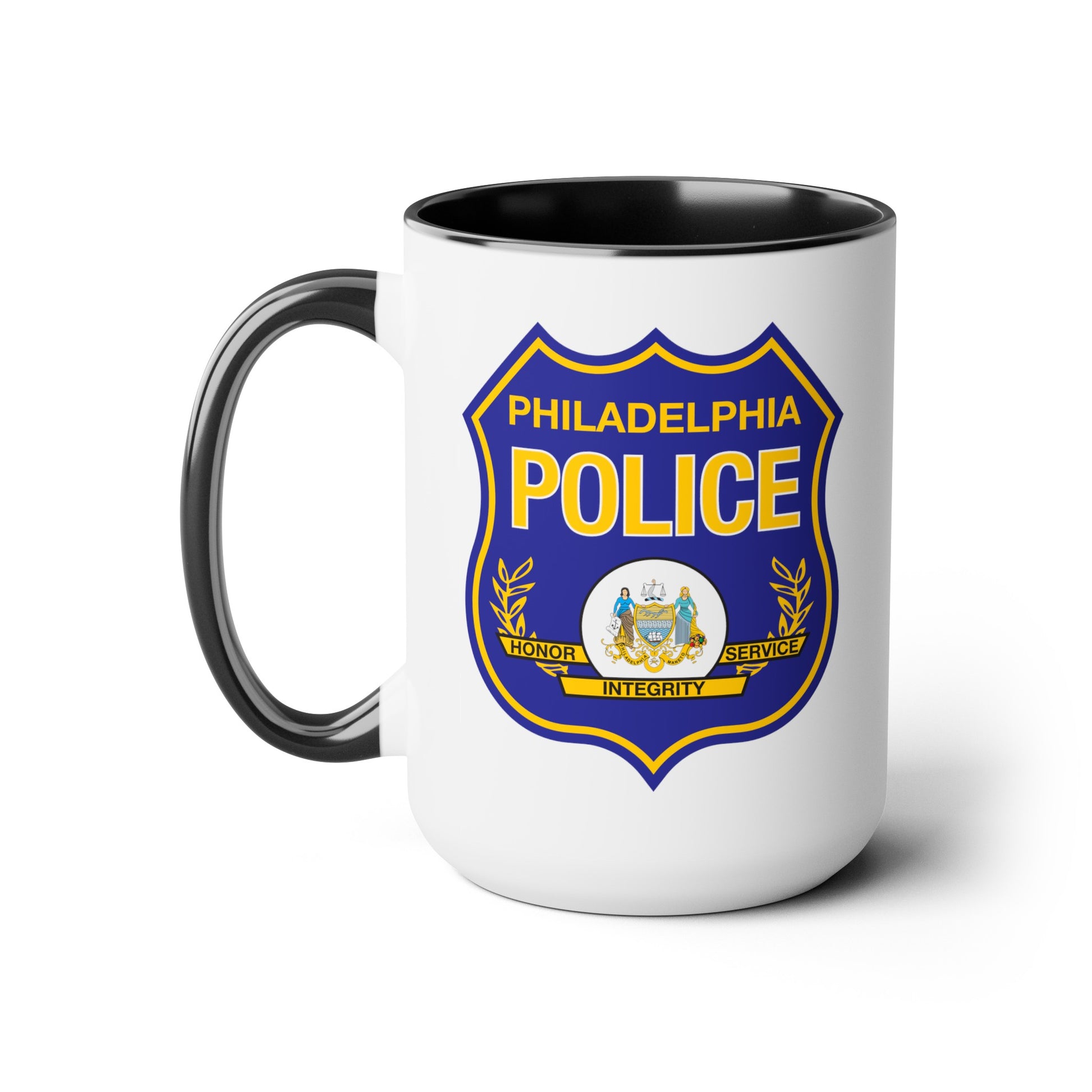 Philadelphia Police Coffee Mug - Double Sided Black Accent White Ceramic 15oz by TheGlassyLass.com