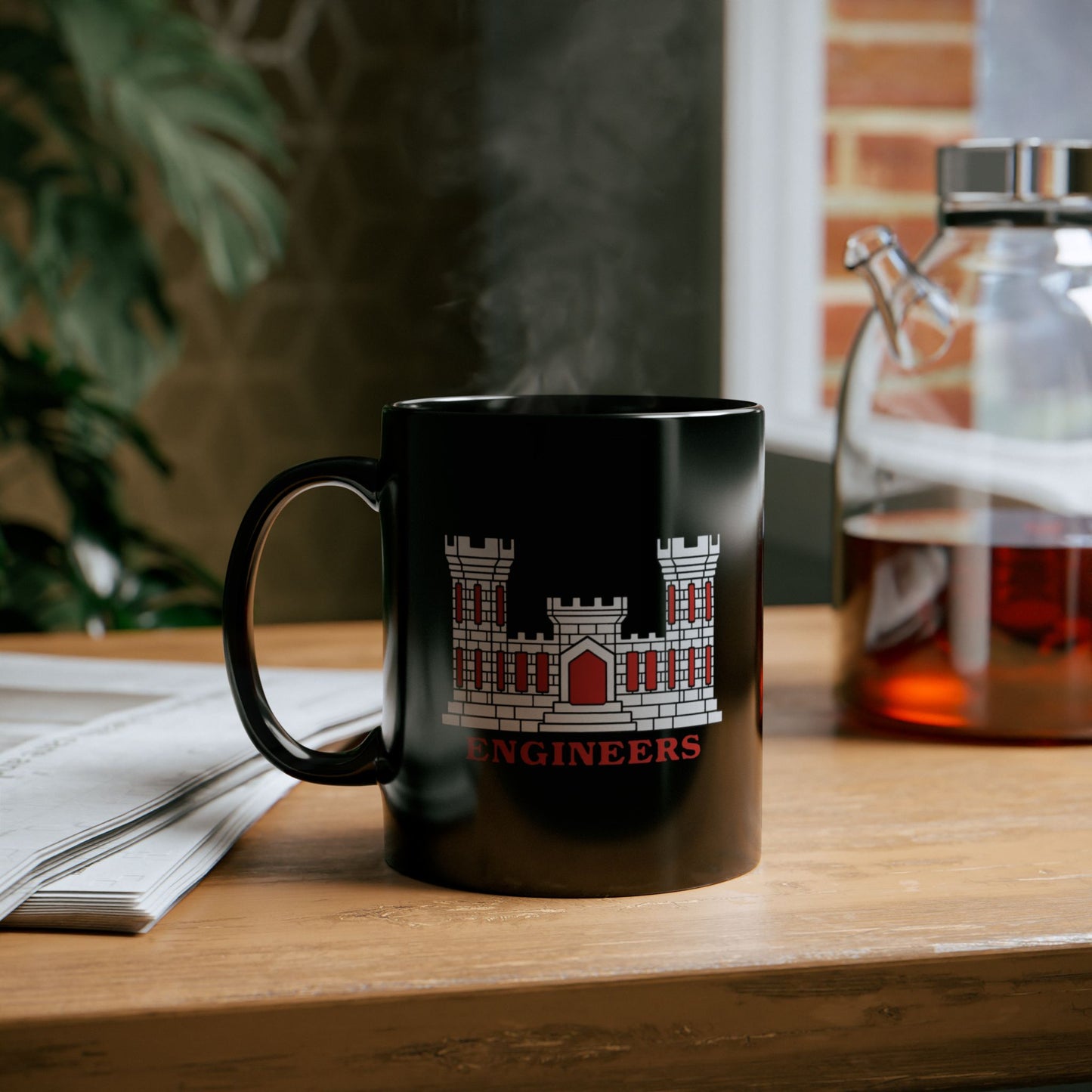 Double Sided Army Corps of Engineers Coffee Mug in Black by TheGlassyLass