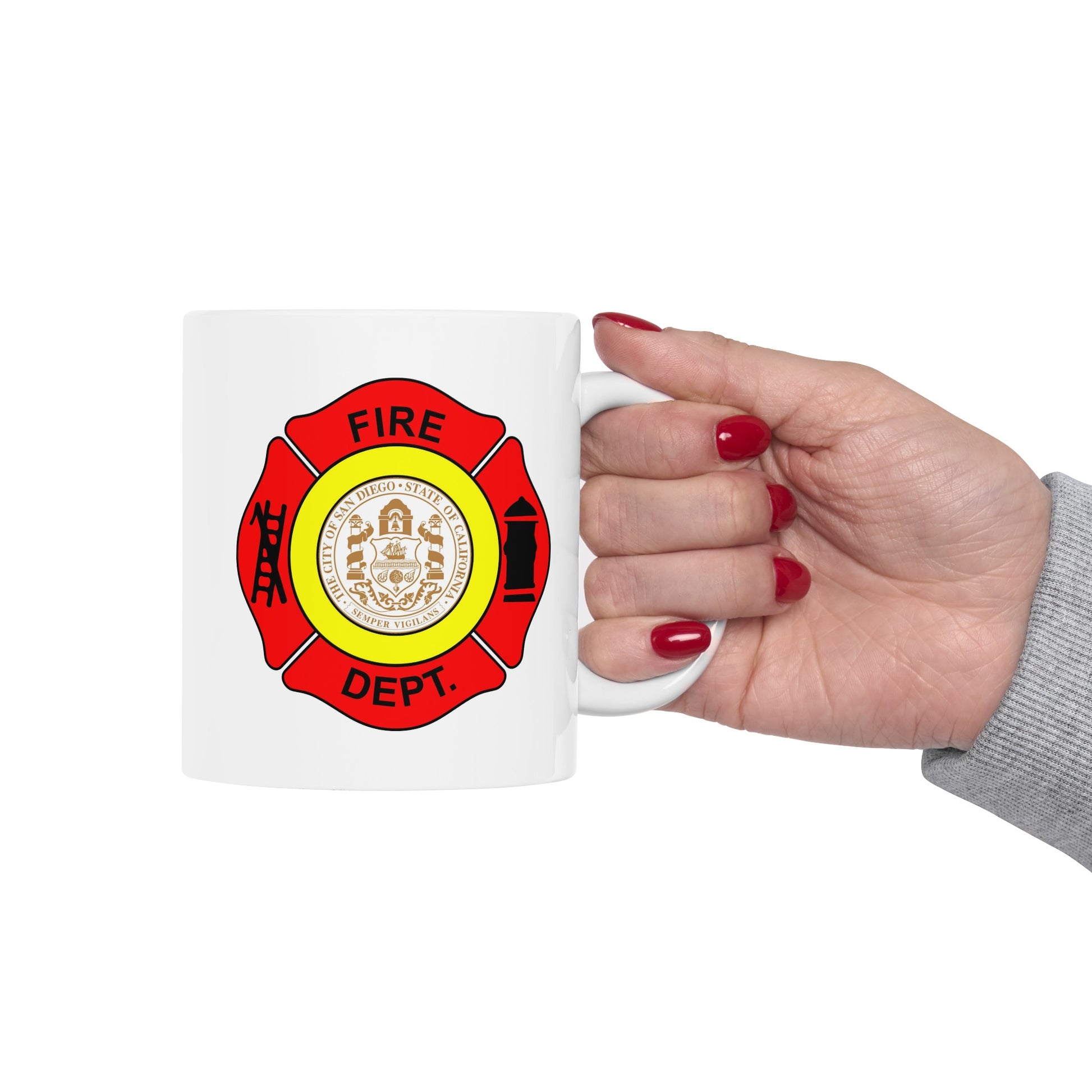 San Diego Fire Department Coffee Mug - Double Sided Print White Ceramic 11oz by TheGlassyLass.com