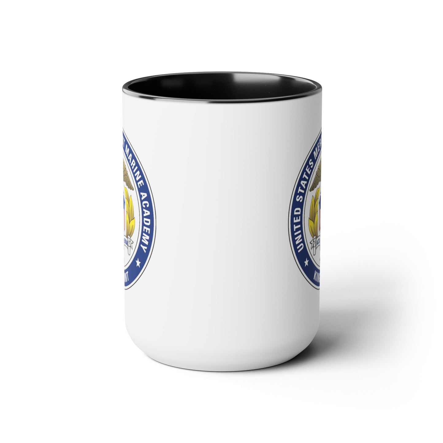 US Merchant Marine Academy Coffee Mug - Double Sided Black Accent White Ceramic 15oz by TheGlassyLass.com