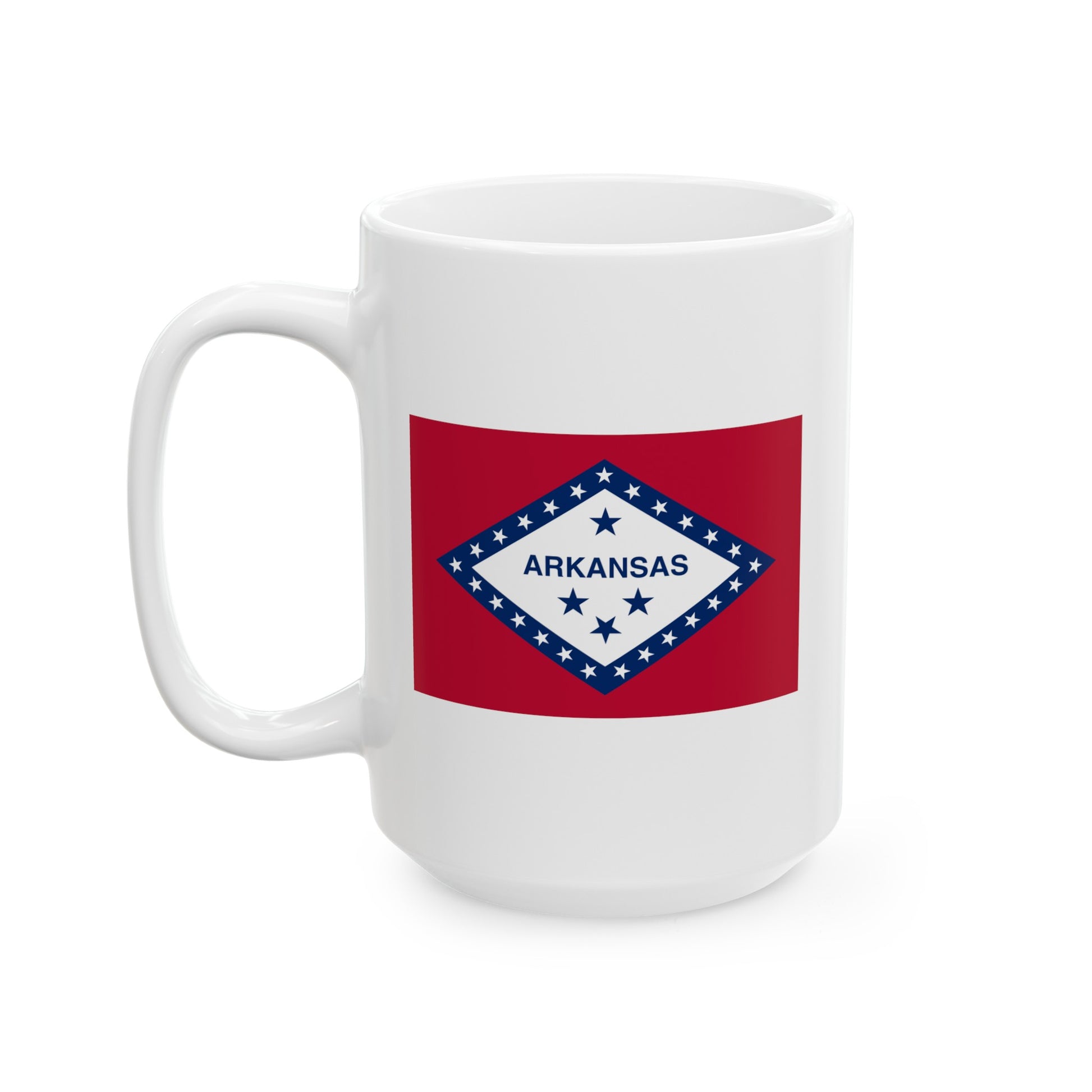 Arkansas State Flag - Double Sided White Ceramic Coffee Mug 15oz by TheGlassyLass.com