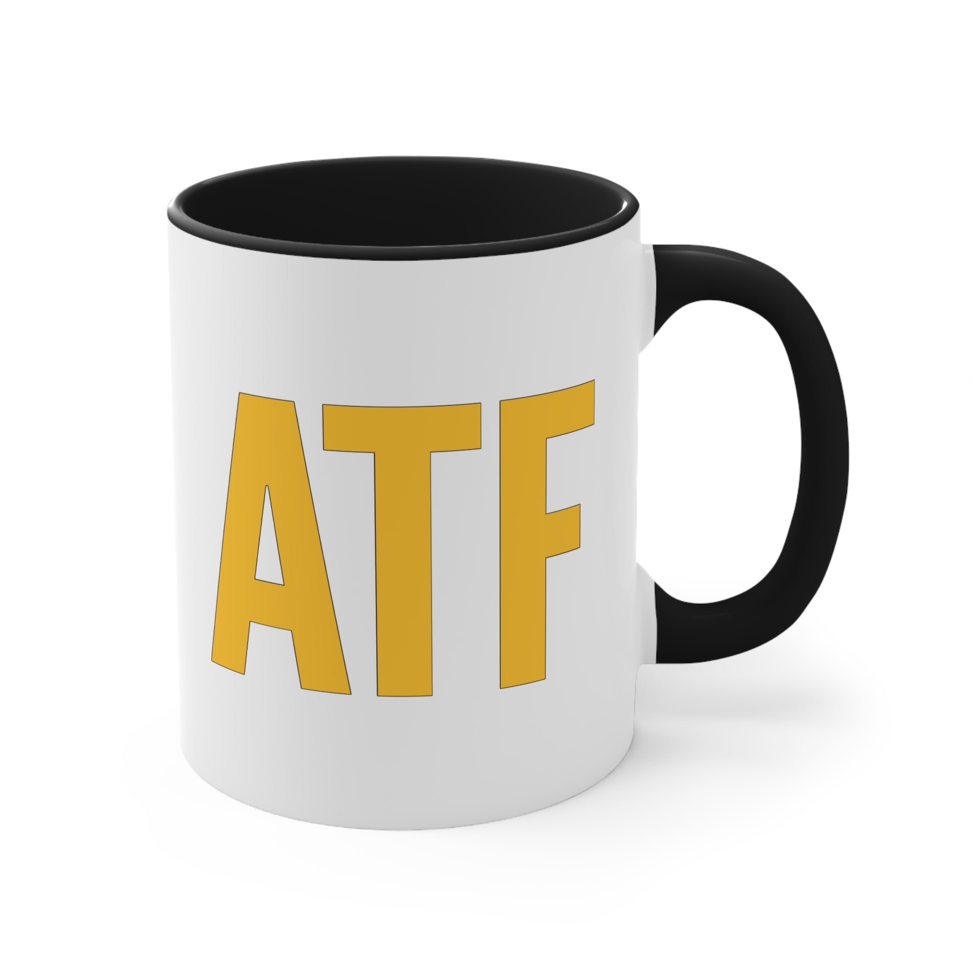 ATF Coffee Mug - Double Sided Black Accent White Ceramic 11oz by TheGlassyLass.com