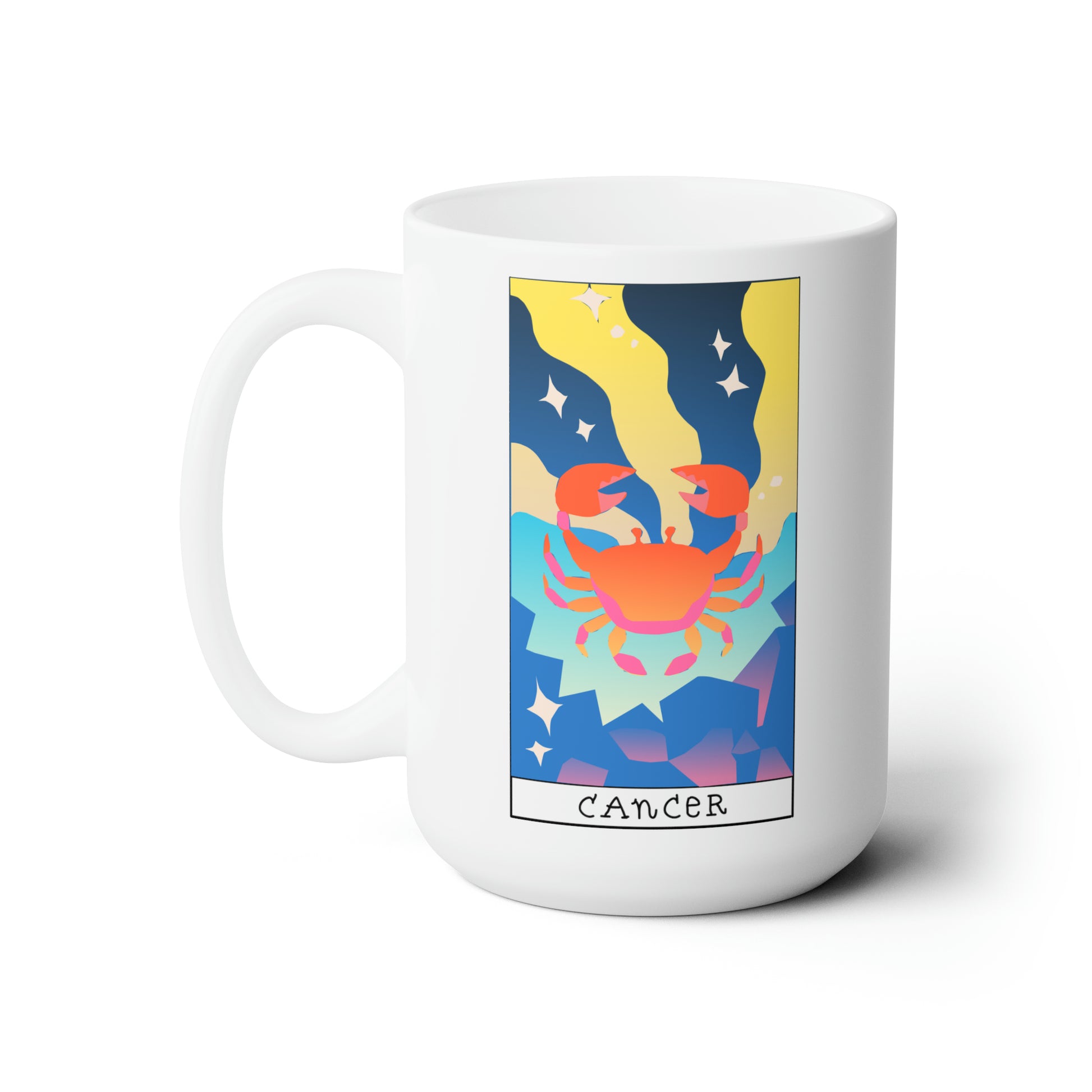 Cancer Tarot Card Coffee Mug - Double Sided White Ceramic 15oz - by TheGlassyLass.com