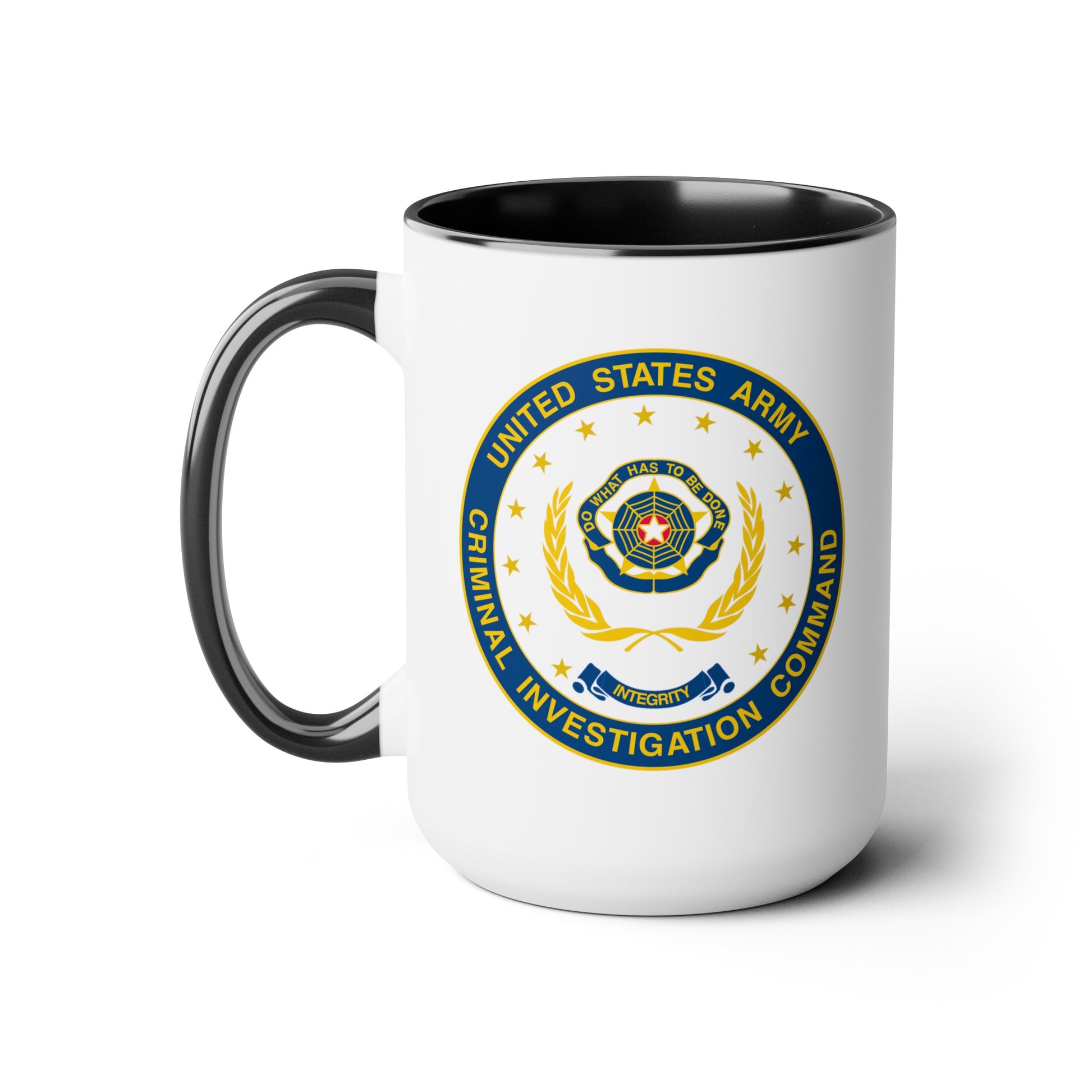 Army CIC Seal Coffee Mug - Double Sided Black Accent White Ceramic 15oz by TheGlassyLass.com