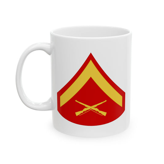 United States Marine Corps Lance Corporal Chevron Coffee Mug - Double Sided White Ceramic 11oz - by TheGlassyLass