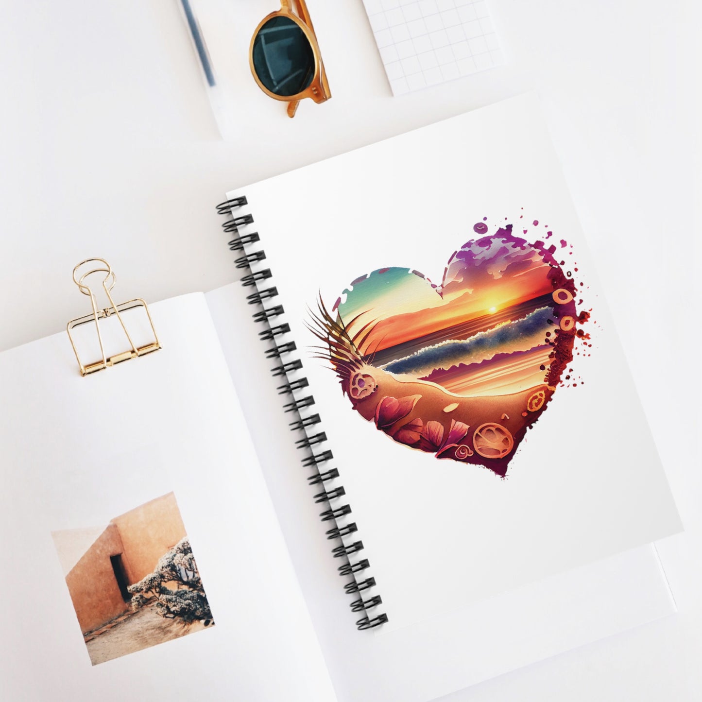 Beach Heart Sunset: Spiral Notebook - Log Books - Journals - Diaries - and More Custom Printed by TheGlassyLass