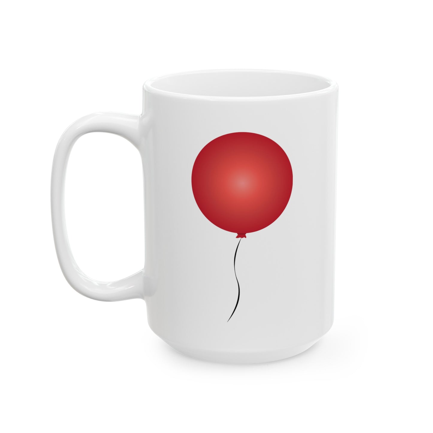 Red Balloon Coffee Mug - Double Sided White Ceramic 15oz by TheGlassyLass.com