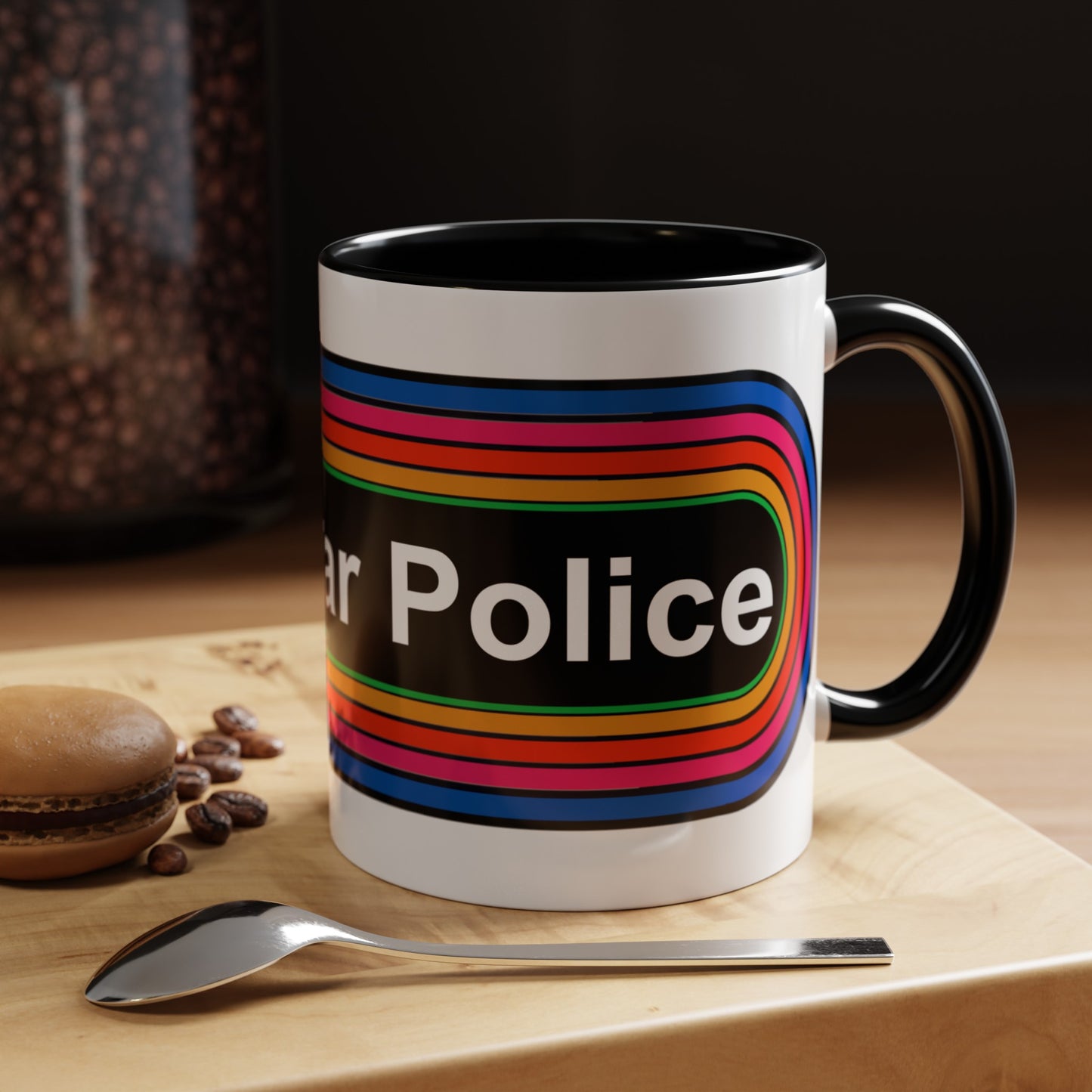 Rainbow Grammar Police Coffee Mug - Wrap Print Black Accent Ceramic 11oz - by TheGlassyLass.com