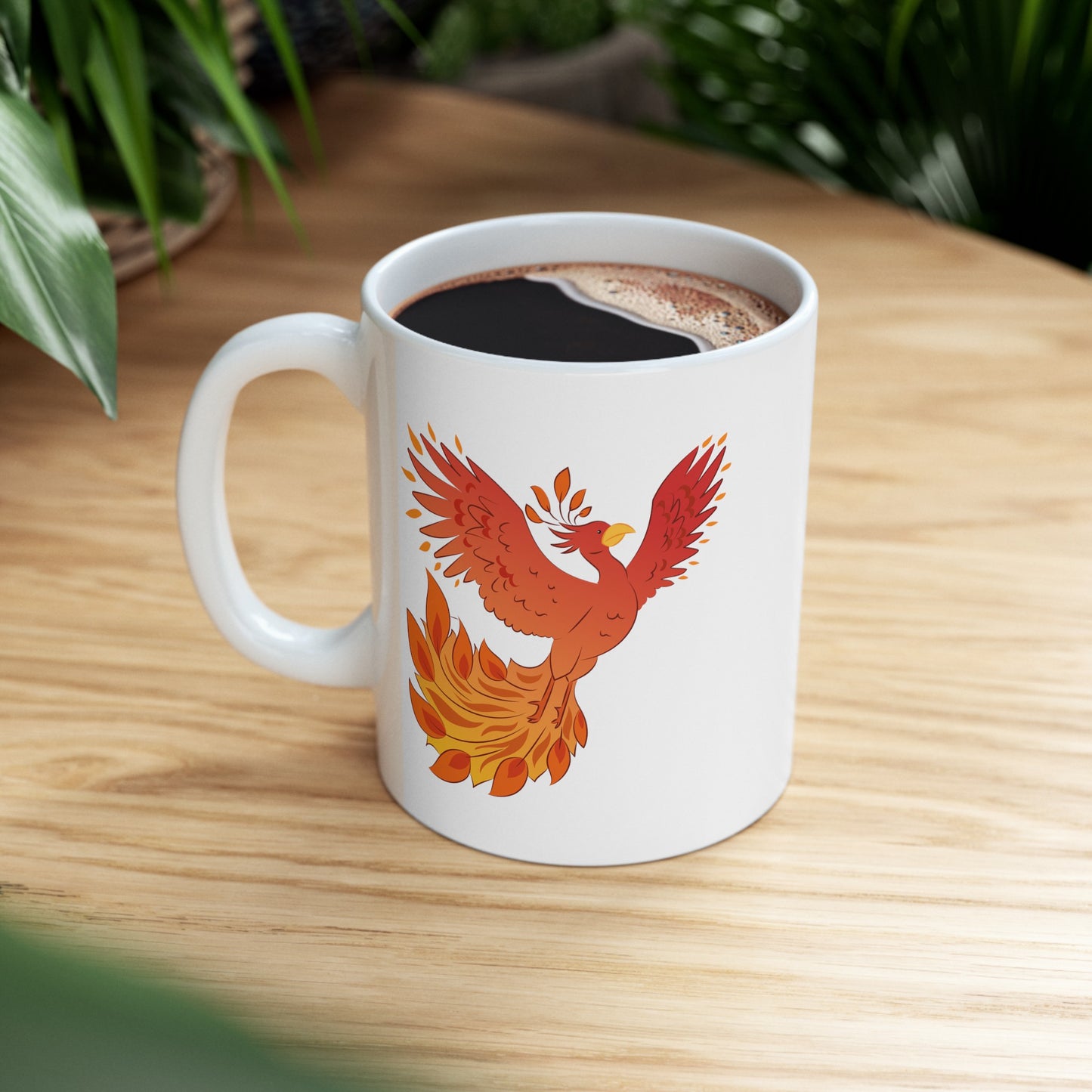 Phoenix Rising Coffee Mug - Double Sided White Ceramic 11oz by TheGlassyLass.com