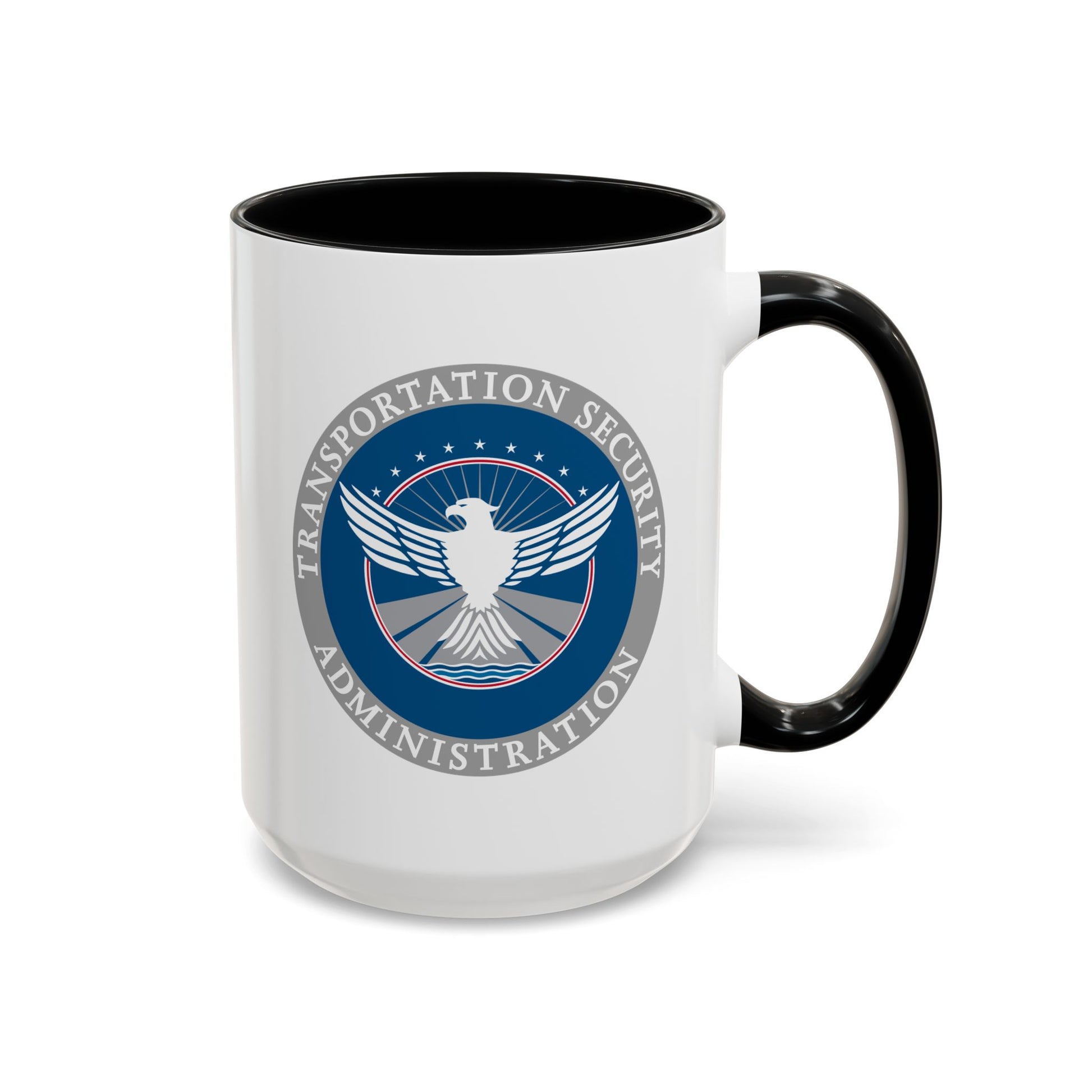 Transportation Security Administration Mug - Double Sided Print, Black Accent White Ceramic, 15oz by TheGlassyLass.com