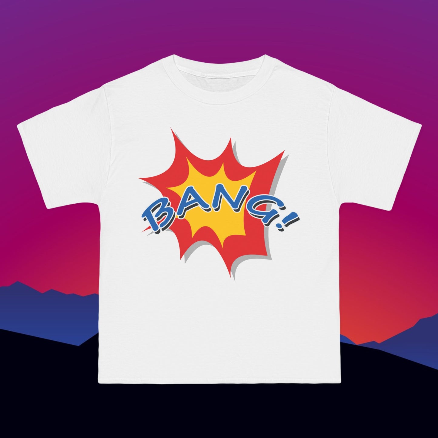 Bang Superhero T-Shirt: (Hanes Beefy-T 100% Preshrunk Cotton) Custom Printed by TheGlassyLass.com