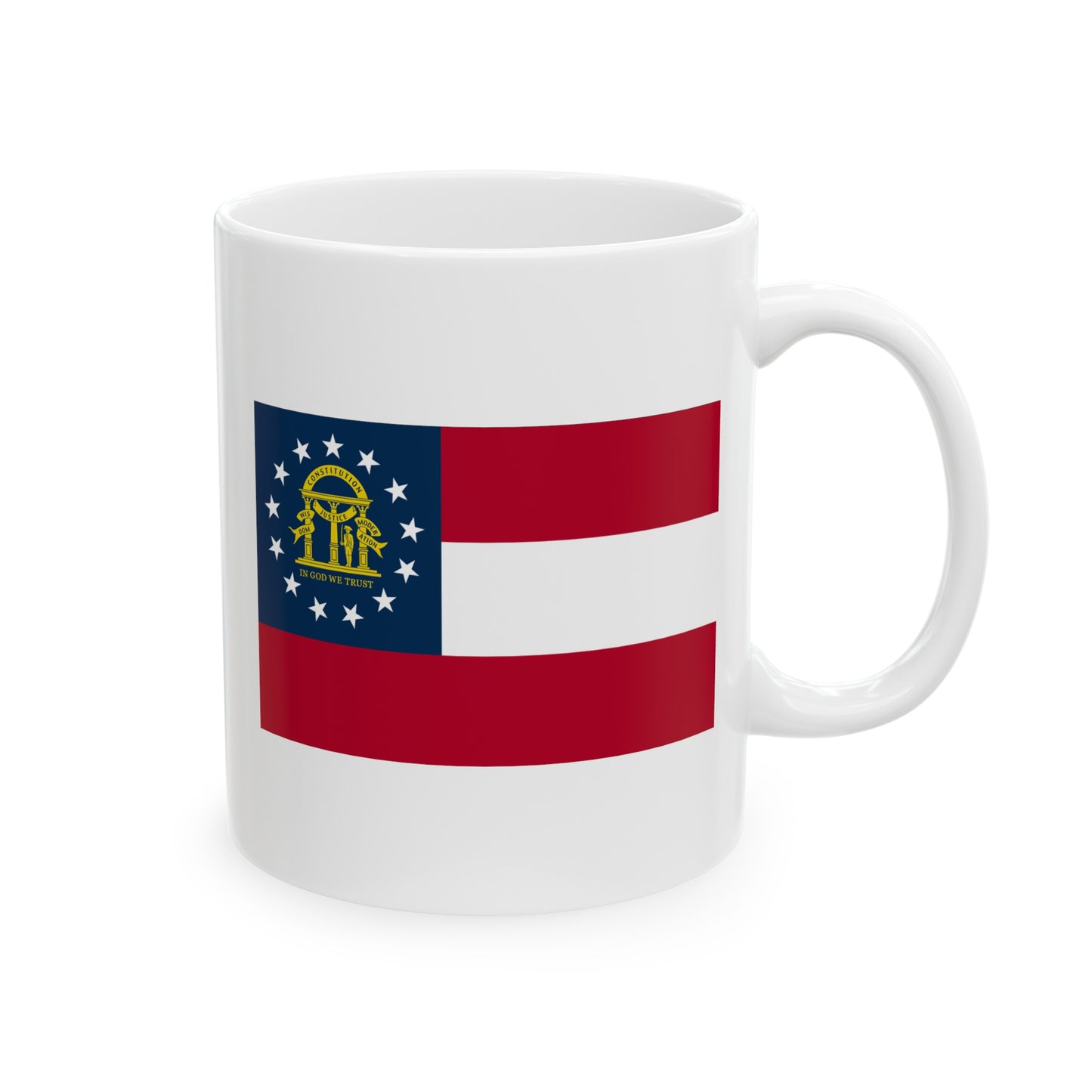 Georgia State Flag - Double Sided White Ceramic Coffee Mug 11oz by TheGlassyLass.com