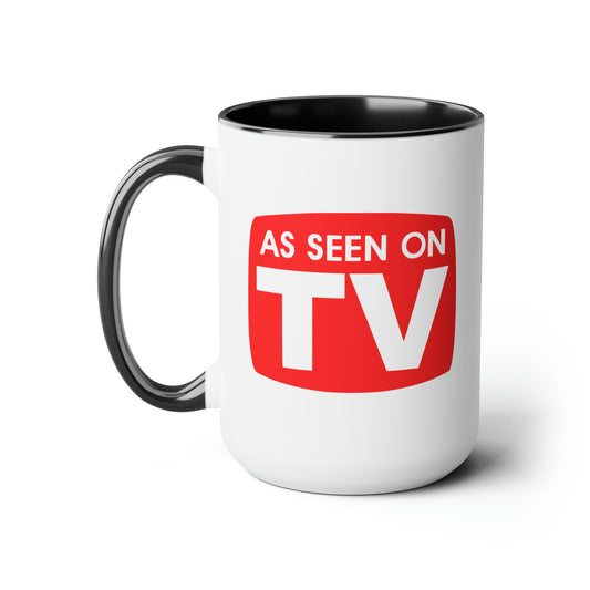 As Seen on TV Coffee Mug - Double Sided Black Accent White Ceramic 15oz by TheGlassyLass.com