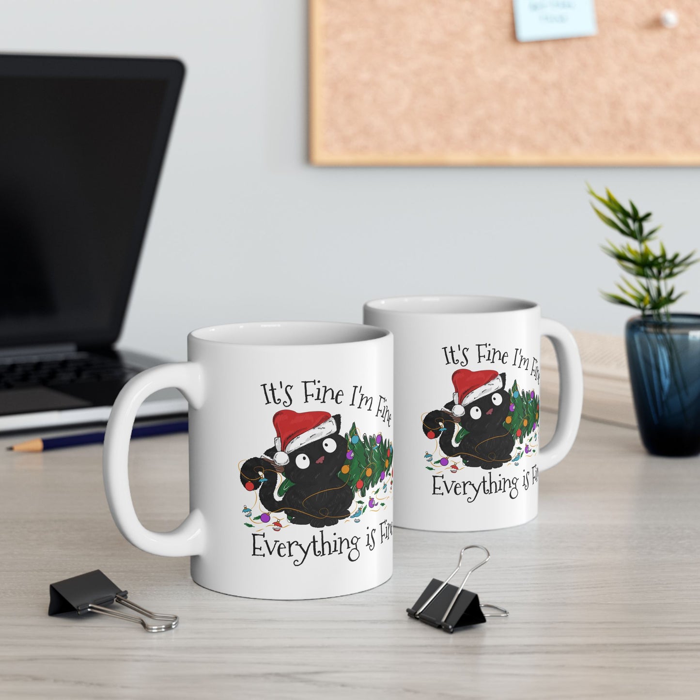 Everything is Fine Coffee Mug - Double Sided White Ceramic 11oz by TheGlassyLass.com