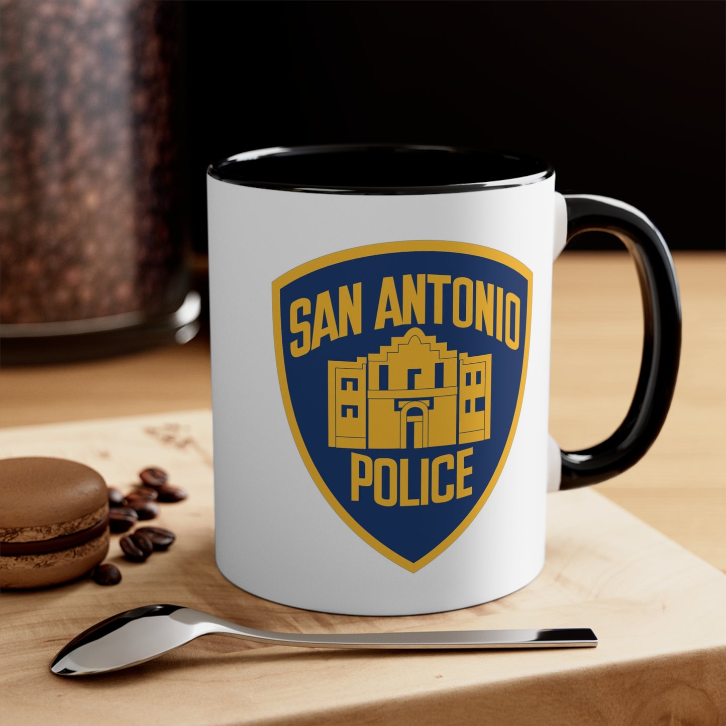 San Antonio Police Coffee Mug - Double Sided Black Accent White Ceramic 11oz by TheGlassyLass.com
