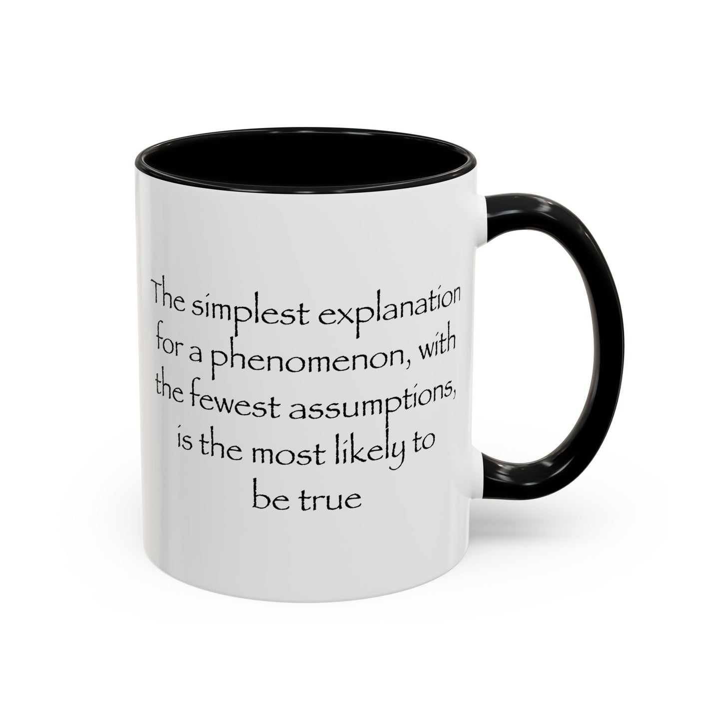Occam's Razor Coffee Mug - Double Sided Black Accent White Ceramic 11oz by TheGlassyLass.com