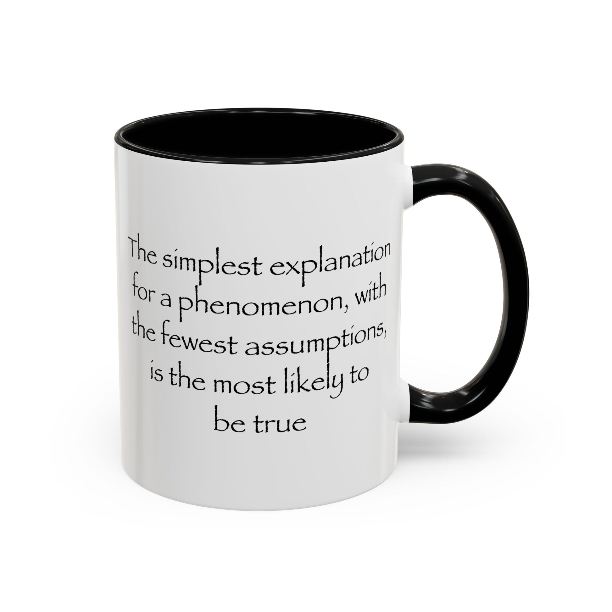 Occam's Razor Coffee Mug - Double Sided Black Accent White Ceramic 11oz by TheGlassyLass.com