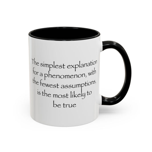 Occam's Razor Coffee Mug - Double Sided Black Accent White Ceramic 11oz by TheGlassyLass.com