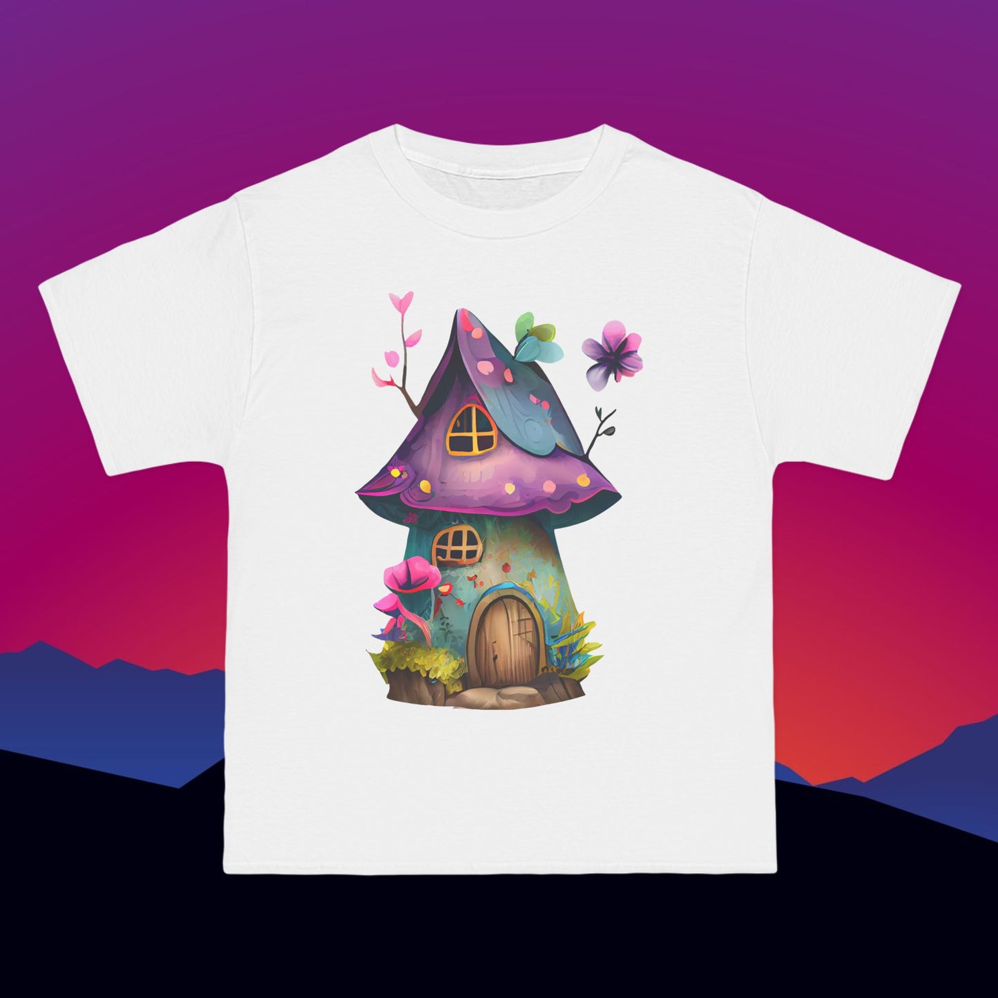 Fairy House T-Shirt: (Hanes Beefy-T 100% Preshrunk Cotton Custom Printed by TheGlassyLass.com