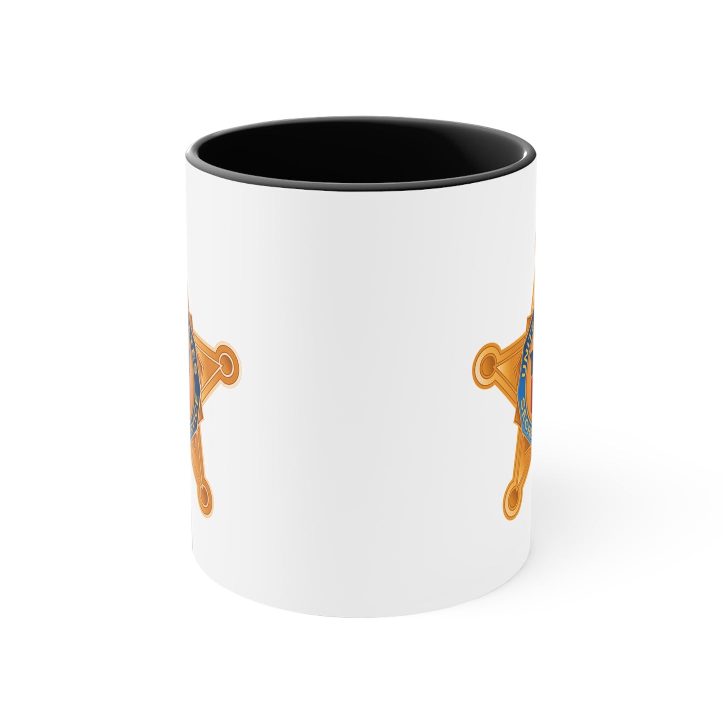 US Secret Service Coffee Mug - Double Sided Black Accent White Ceramic 11oz by TheGlassyLass