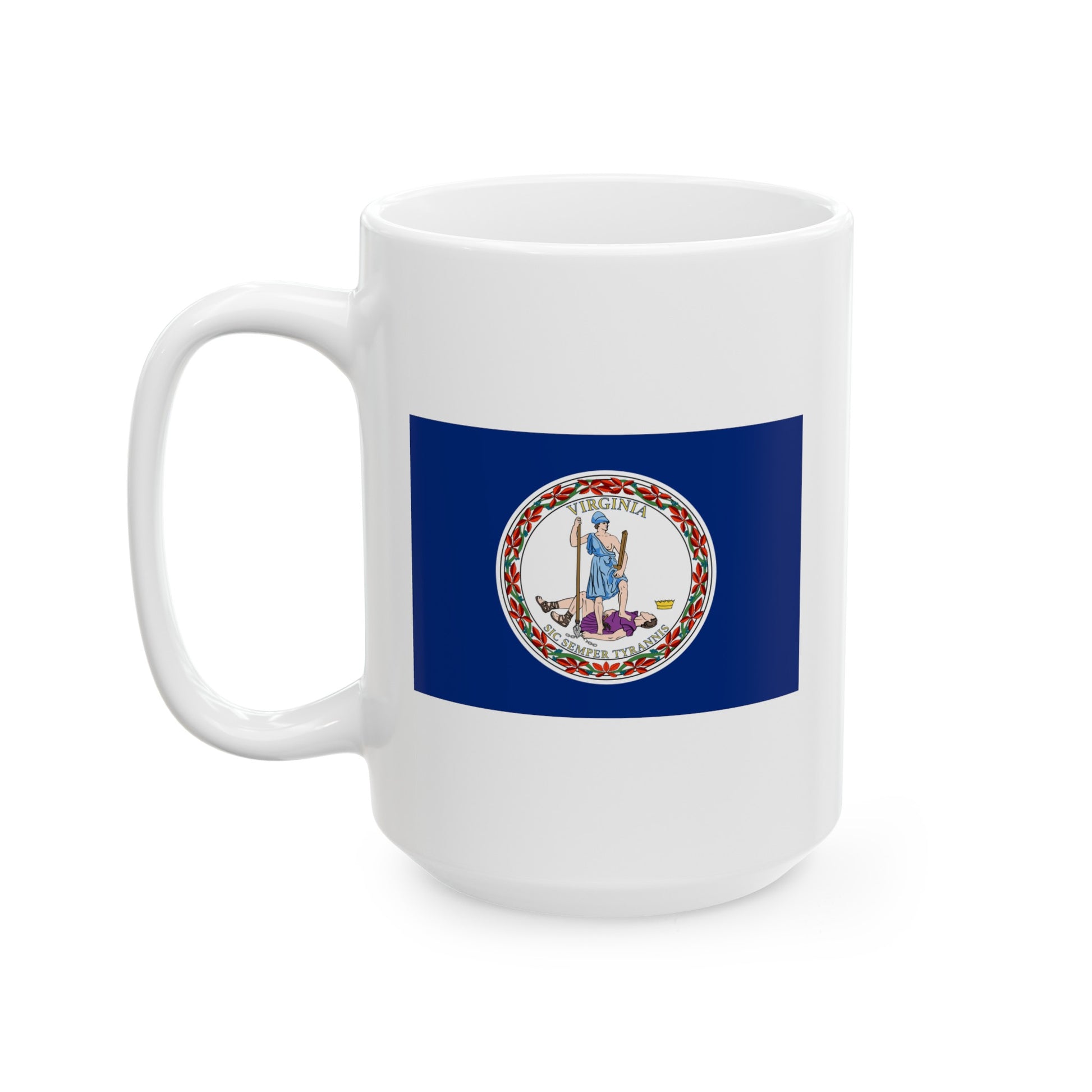 Commonwealth of Virginia State Flag - Double Sided White Ceramic Coffee Mug 15oz by TheGlassyLass.com