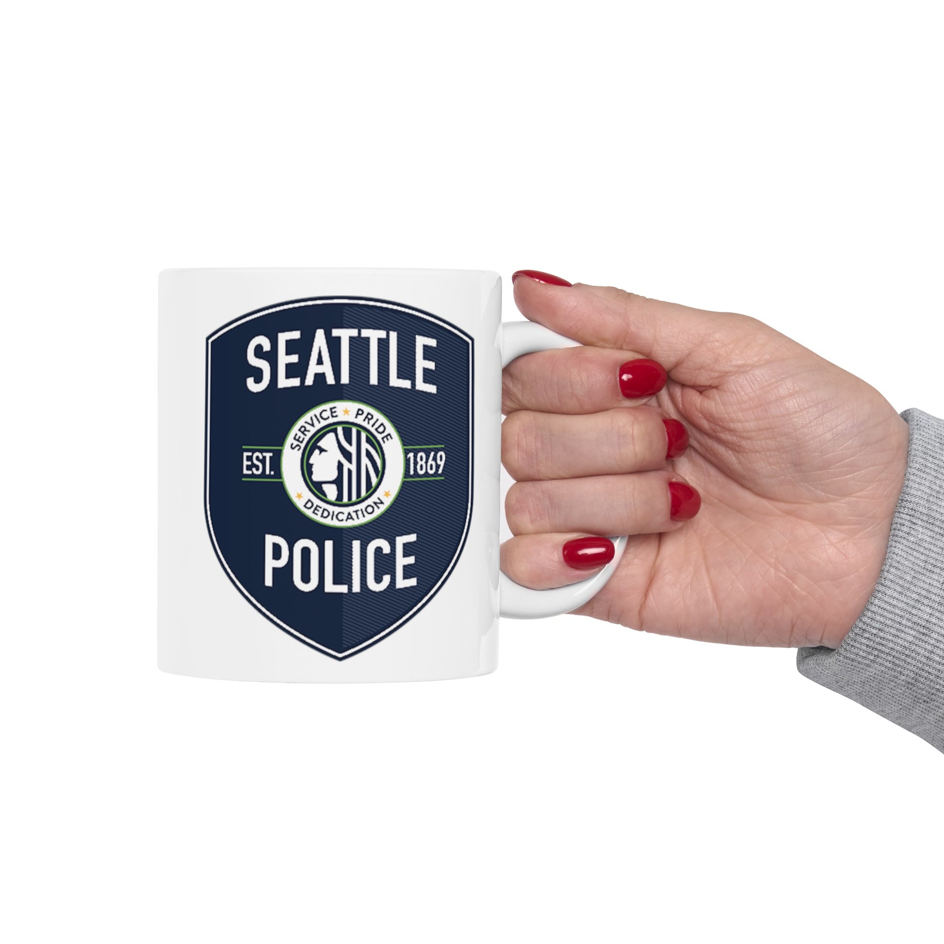Seattle Police Coffee Mug - Double Sided White Ceramic 11oz by TheGlassyLass.com