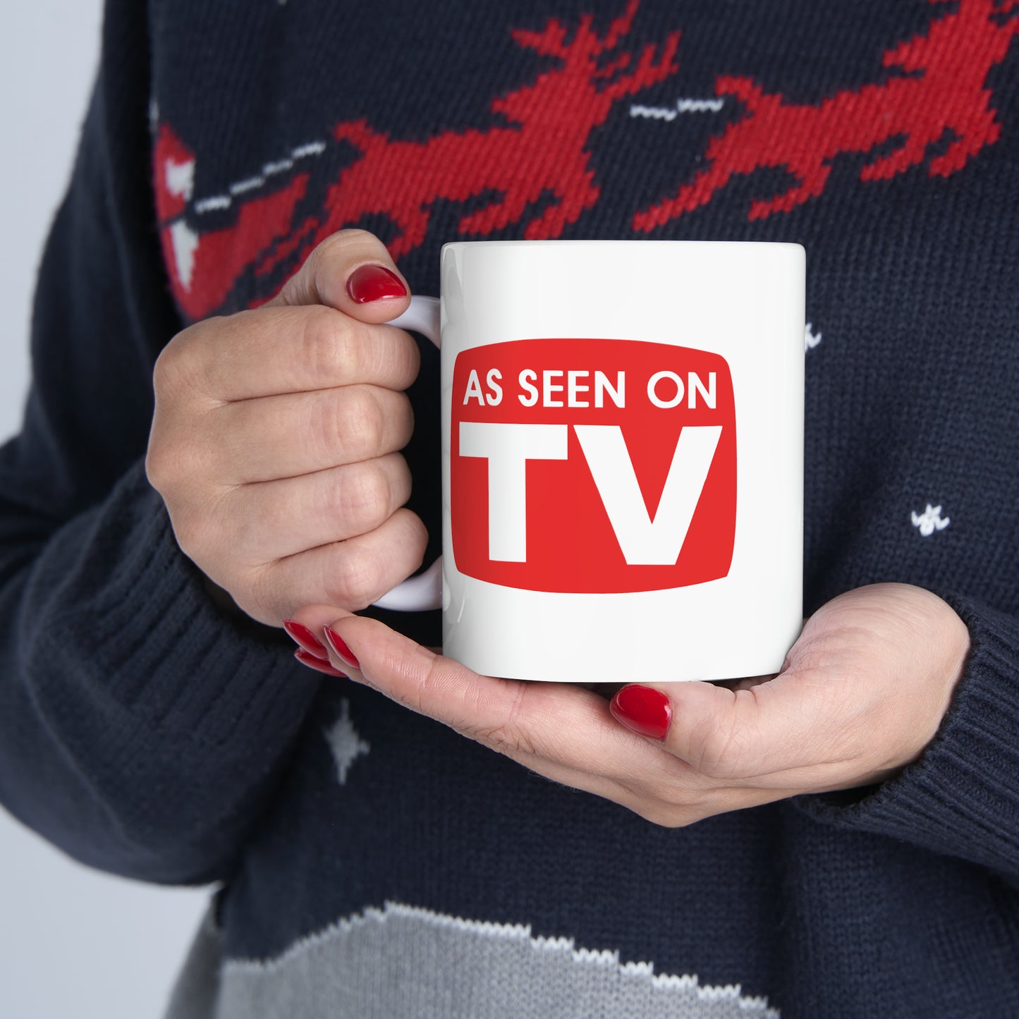 As Seen on TV Coffee Mug - Double Sided White Ceramic 11oz by TheGlassyLass.com