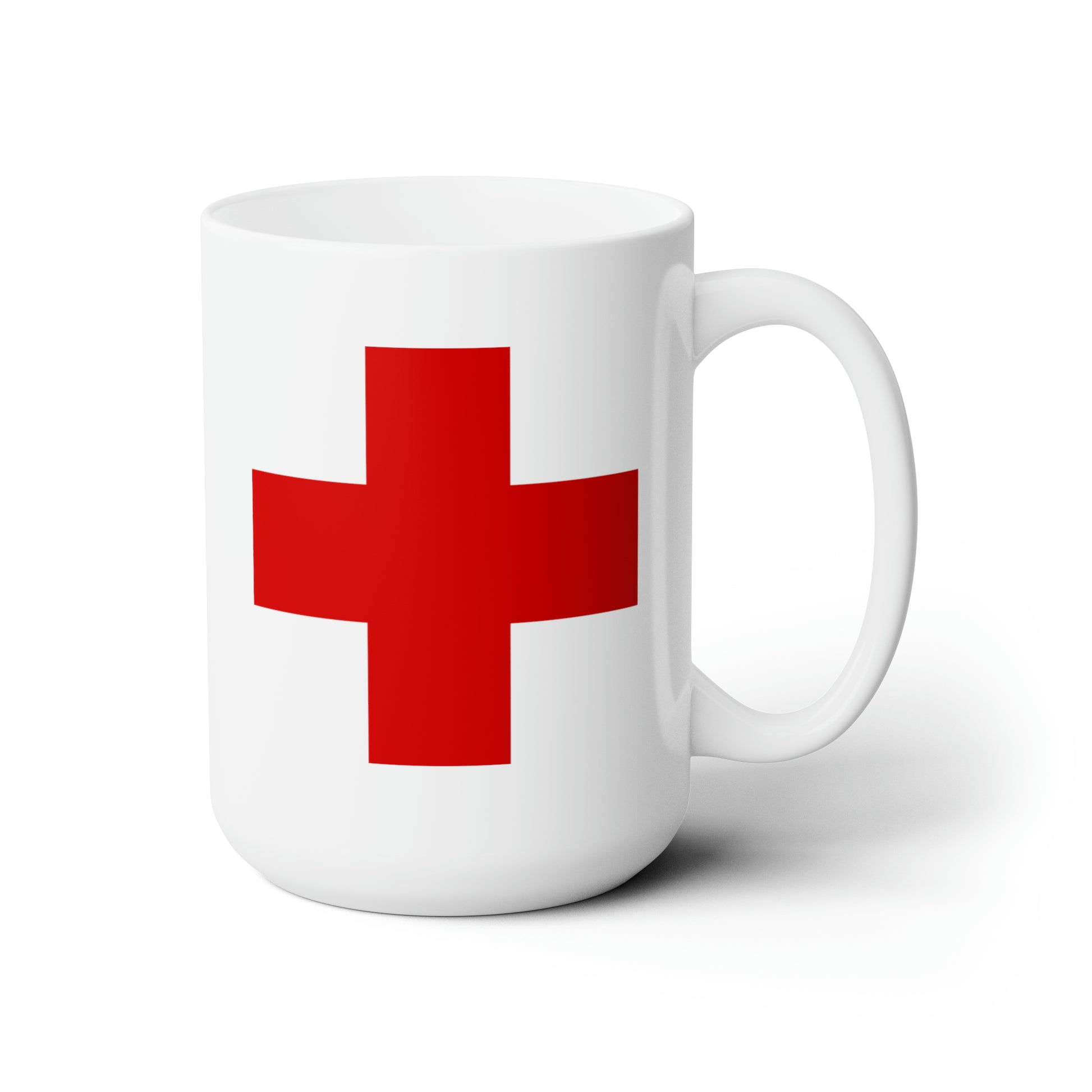 Red Cross Coffee Mug - Double Sided White Ceramic 15oz by TheGlassyLass.com