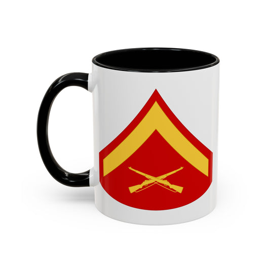 US Marine Corps Lance Corporal Chevron Coffee Mug - Double Sided Black Accent White Ceramic 11oz - by TheGlassyLass.com