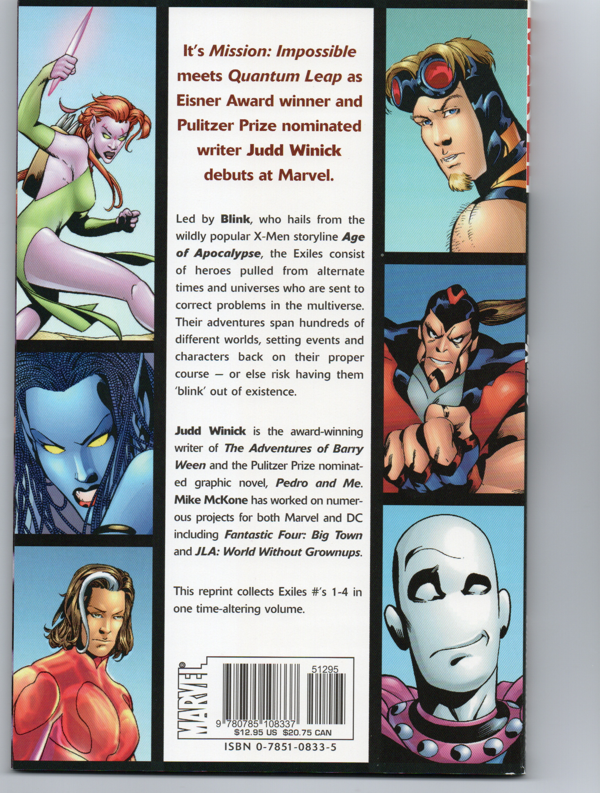 EXILES (Down the Rabbit Hole) #1 Trade Paperback From TheGlassyLass.com - Back Cover