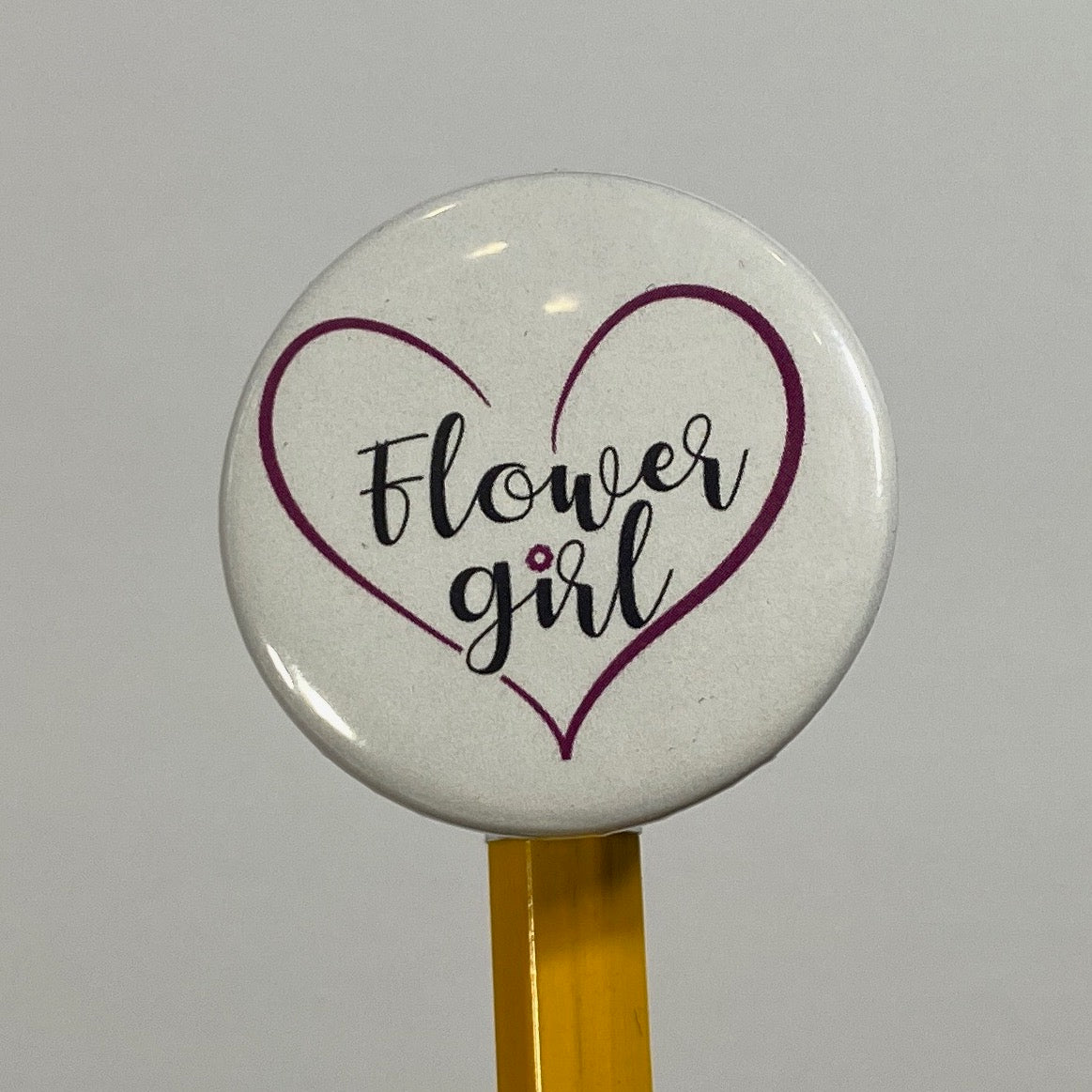 Flower Girl Pin Button 1.25" Round | Wedding Party Design by TheGlassyLass.com