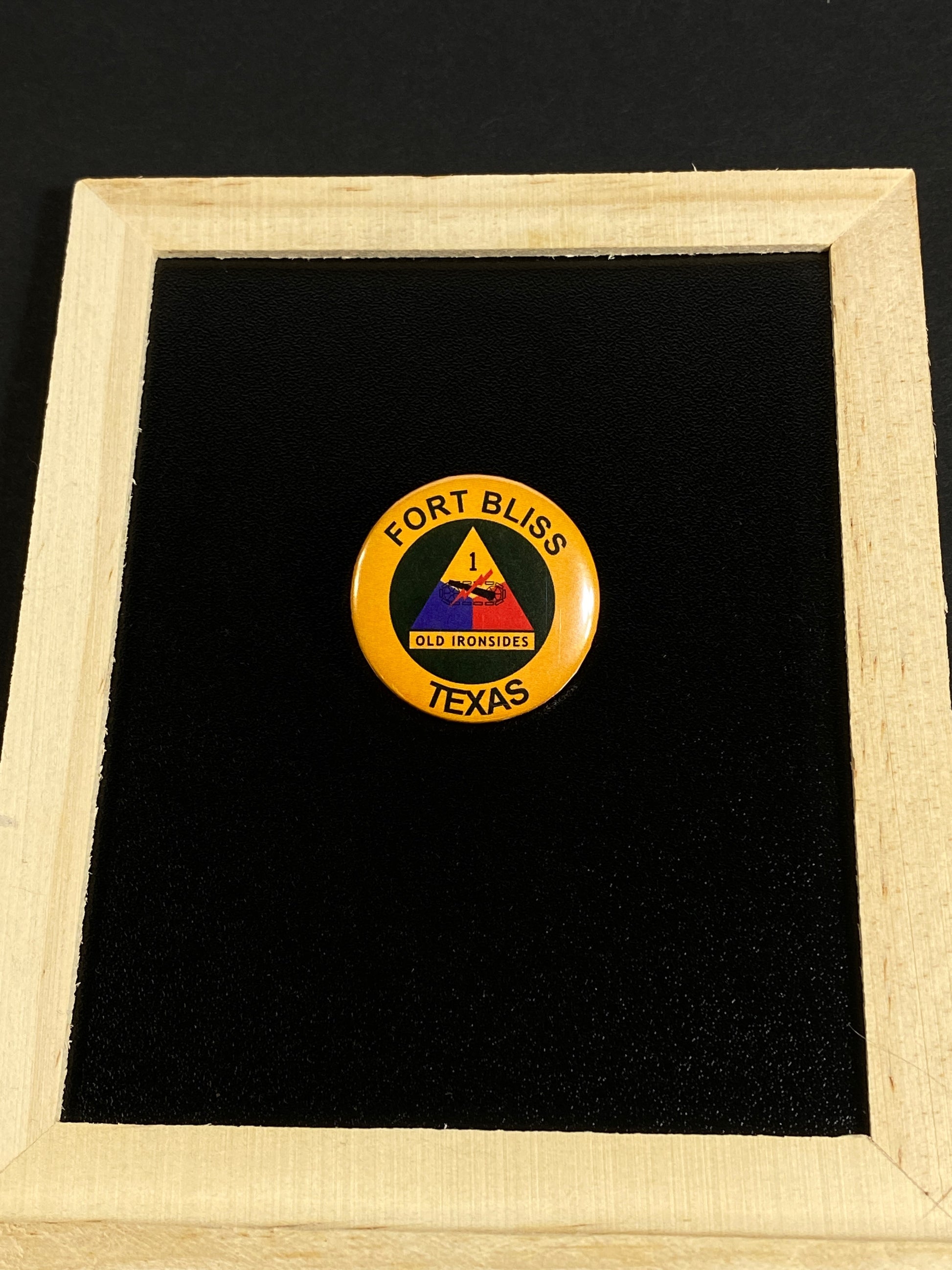 Army Base Fort Bliss Texas 1.25" Round Flair Pin Buttons by TheGlassyLass.com