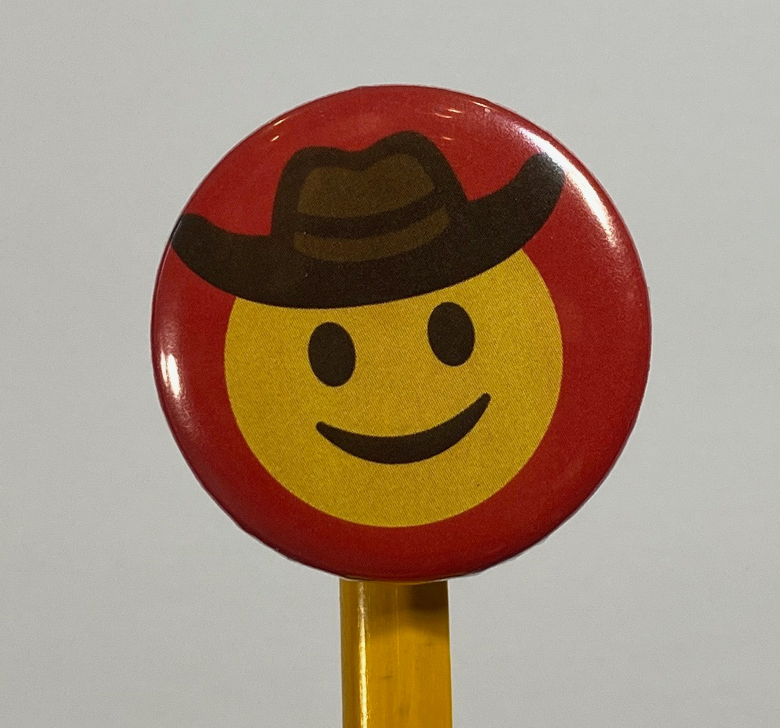 Howdy Stranger Emoji Pin Button | 1.25" Round Lapel Pin by TheGlassyLass.com