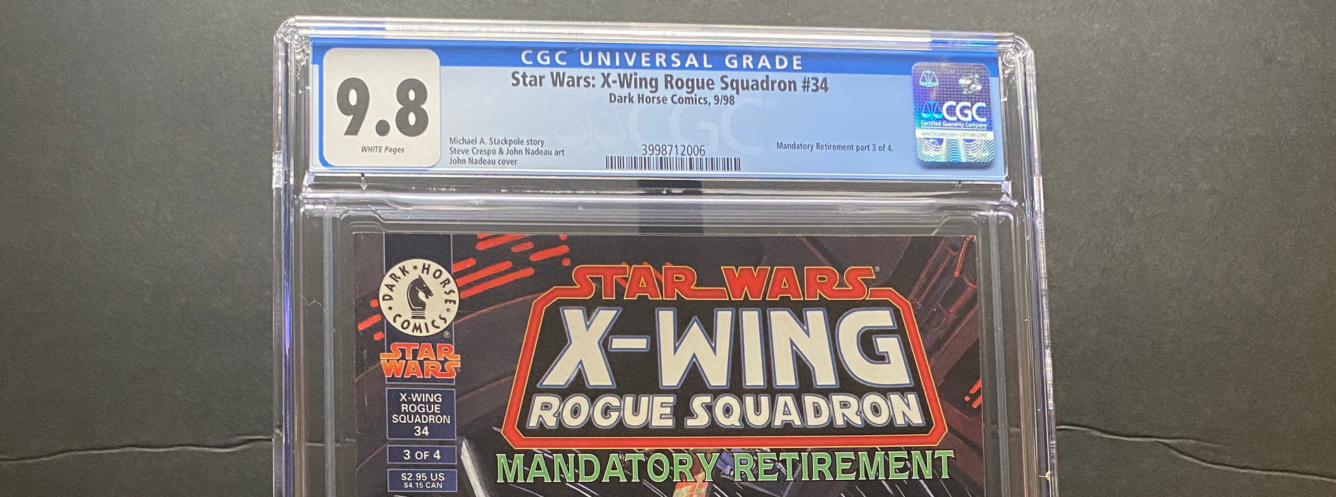 Star Wars X-Wing Rogue Squadron #34 "Mandatory Retirement" by Dark Horse Comics from TheGlassyLass.com (CGC Certification #3998712006)