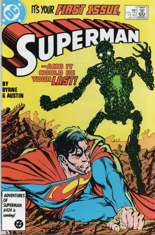 Superman #1 (Your First Issue) 1987 2nd Series Comic Book (Ungraded) From TheGlassyLass.com - Front Cover