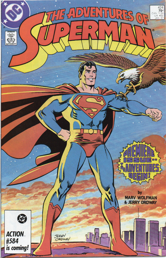 The Adventures of Superman #424 Comic Book (Ungraded) From TheGlassyLass.com - Front Cover