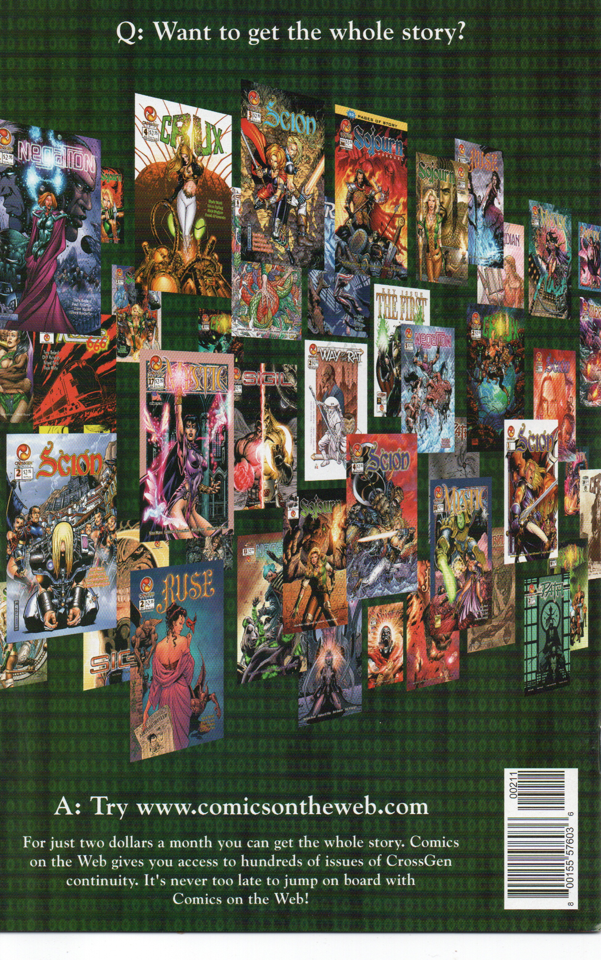 The Crossovers #2 Comic Book From TheGlassyLass.com - Back Cover