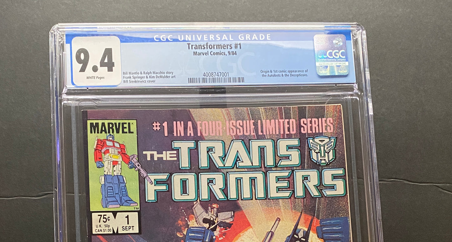 Transformers #1 (1984) Comic Book CGC Graded 9.4 from TheGlassyLass.com - Front Cover