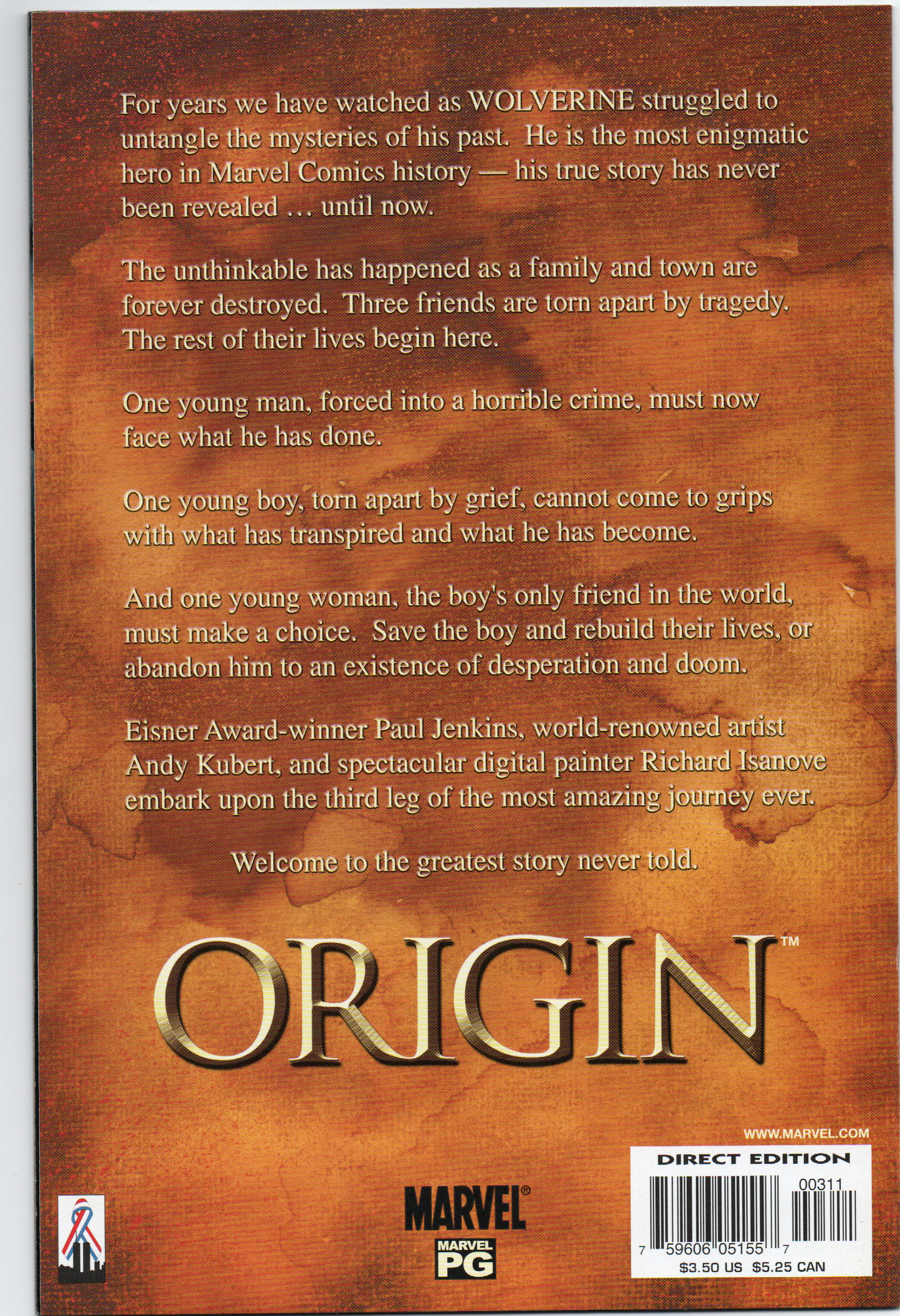 Wolverine: The Origin “The Beast Within” #3 (1st Printing) Comic Book From TheGlassyLass.com - Back Cover