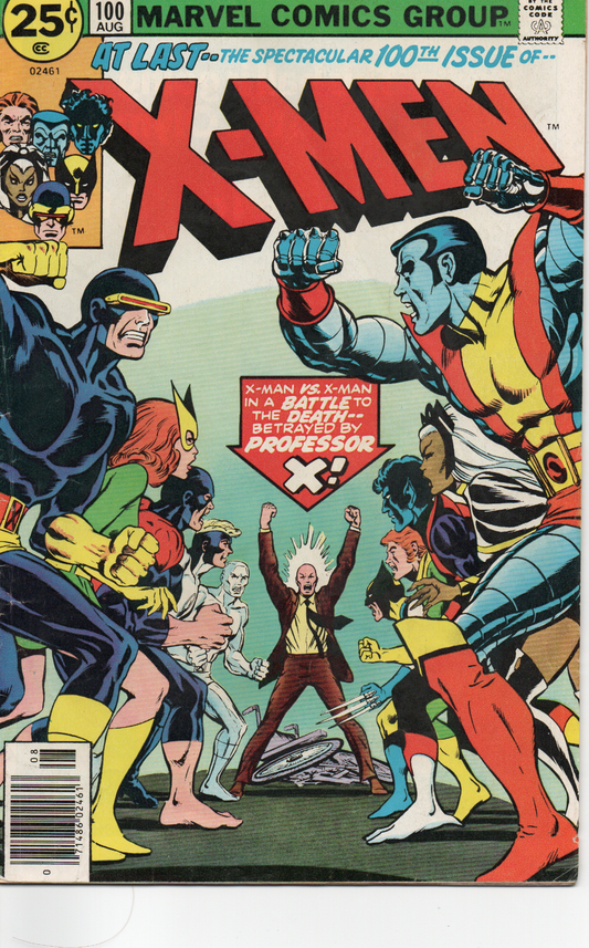 X-Men #100 Comic Book (Newsstand Edition) Front Cover from TheGlassyLass.com