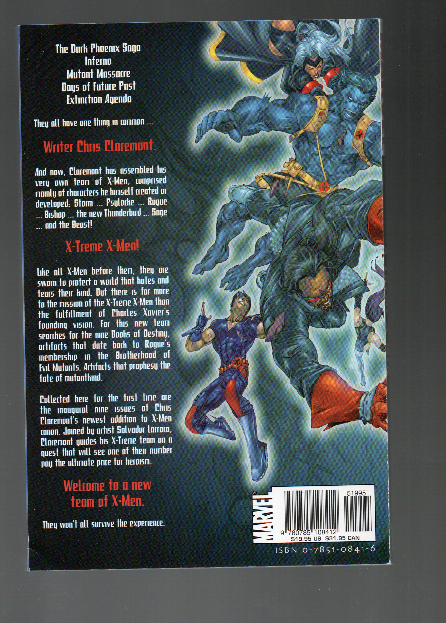 X-Treme X-Men #1 (1st Printing / Trade Paperback) From TheGlassyLass.com - Back Cover