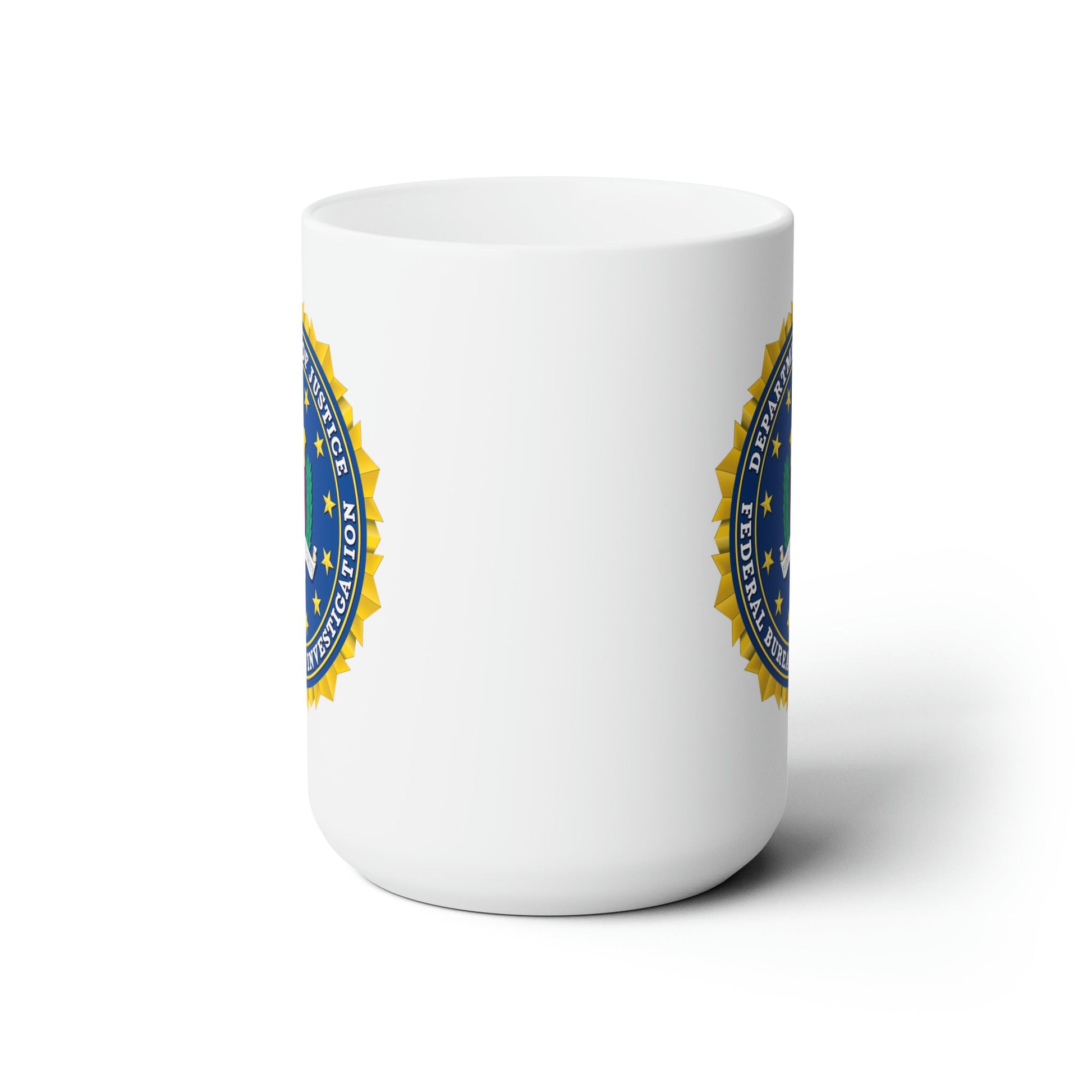 FBI Seal Coffee Mug - Double Sided White Ceramic 15oz by TheGlassyLass