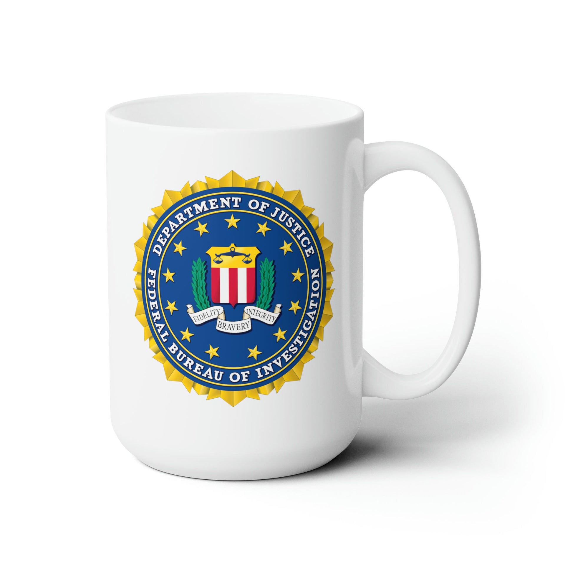 FBI Seal Coffee Mug - Double Sided White Ceramic 15oz by TheGlassyLass