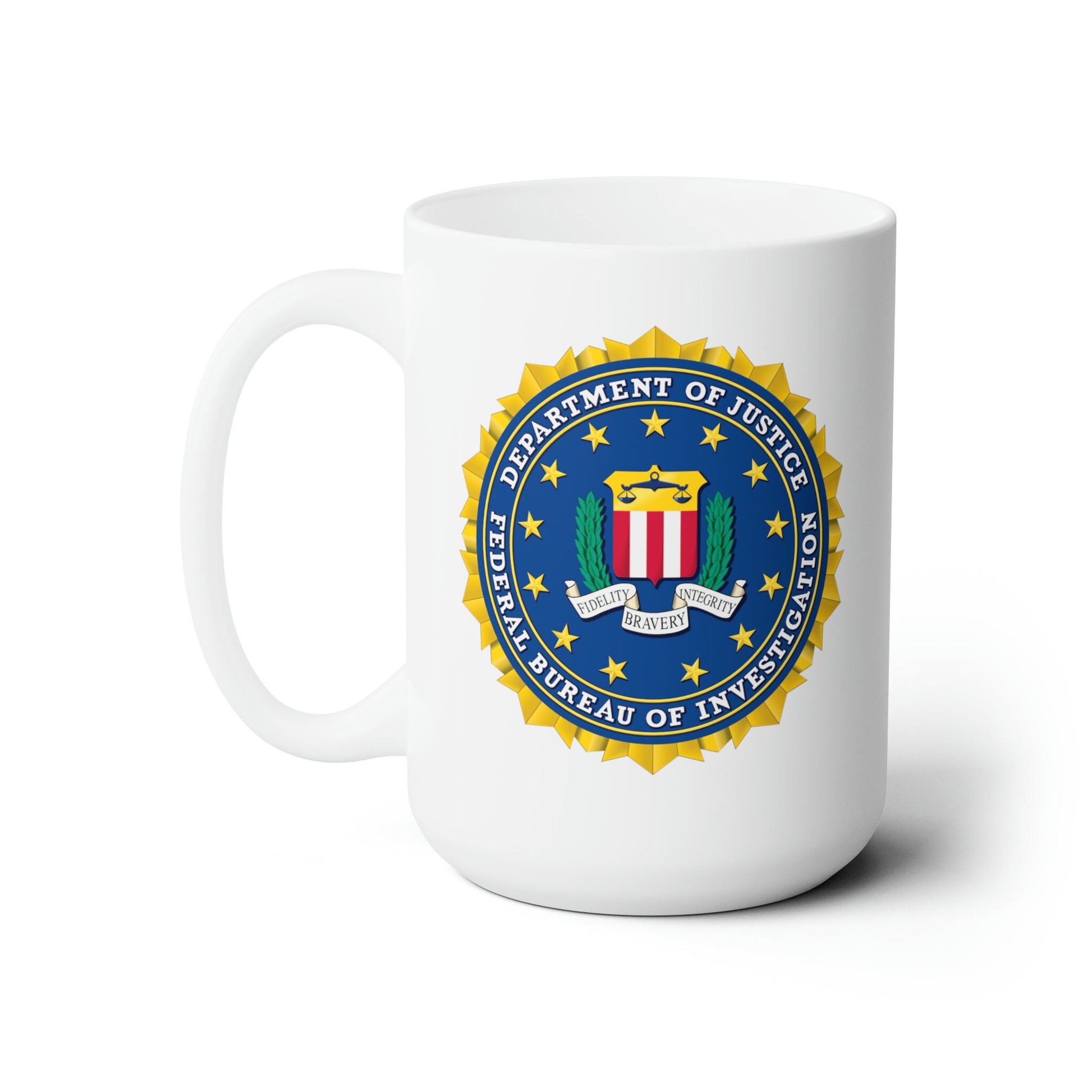 FBI Seal Coffee Mug - Double Sided White Ceramic 15oz by TheGlassyLass